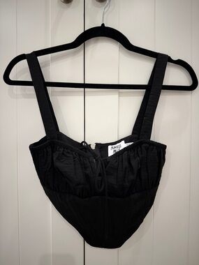 Princess Polly Black Ruched Bustier Top with Wide Straps